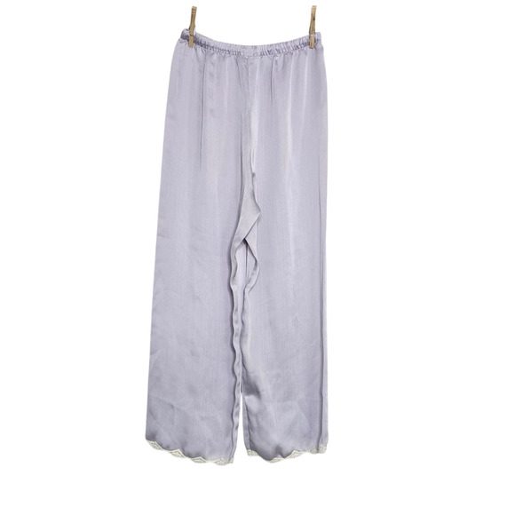 Vintage Natori Two Piece Pajama Set Size XS Purple Embroidered Top Pants - Picture 3 of 7